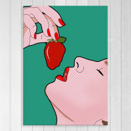 Seductive Woman Eating Strawberry by Mark Ashkenazi